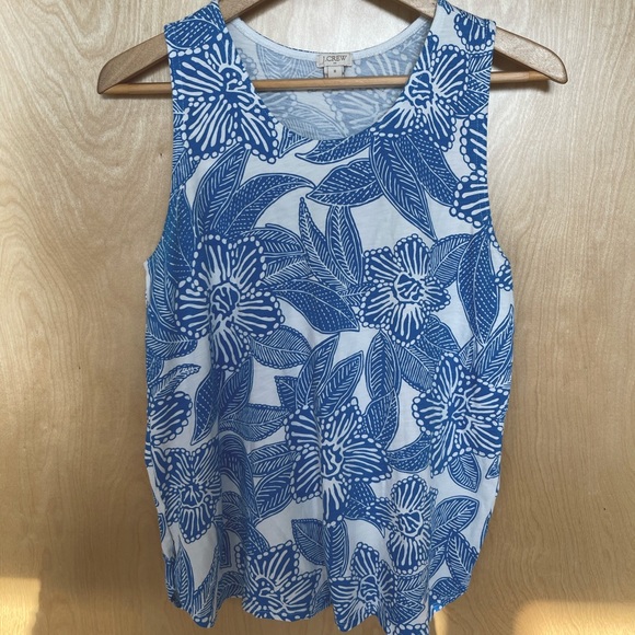 J Crew Nautical Blue Print Tank - Picture 1 of 5